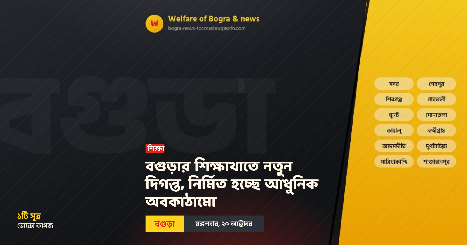 বগুড়ার শিক্ষাখাতে নতুন দিগন্ত, নির্মিত হচ্ছে আধুনিক অবকাঠামো